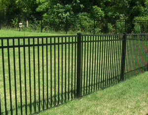 [150 Feet Of Fence] 4' Tall Black Ornamental Aluminum Flat Top Complete Fence Package