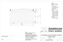 4' Tall x 6' Wide Overscallop Picket Fence Panel w/ 3" Gap For Vinyl Fences (AFC-016)