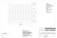 6' Tall x 8' Wide Alternating Picket Fence Panel For Vinyl Fences (AFS-23)