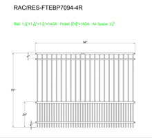 Ornamental Steel Puppy Picket Flat Top 8' Wide x 6' Tall 4-Rail Fence Panel with 3-7/8" Air Space