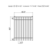 5' tall x 4' wide 3-Rail Ornamental Aluminum Flat Top Gate with 3-7/8" Air Space