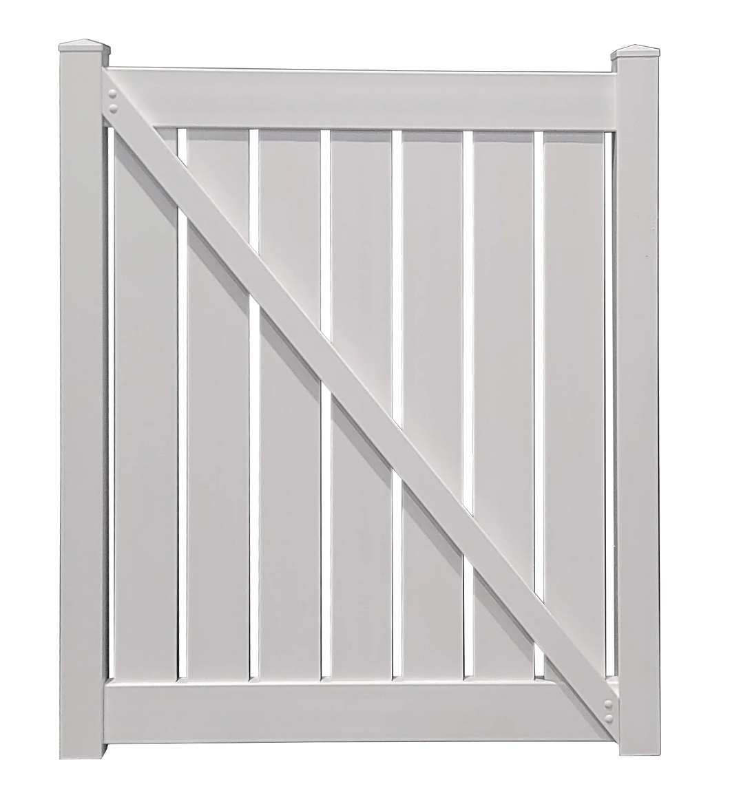 4' x 6' Semi-Privacy White Single Swing Vinyl Gate (AFC-030)