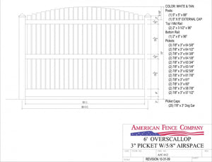 AFC-012   6' Tall x 8' Wide Overscallop Fence with 5/8" Air Space