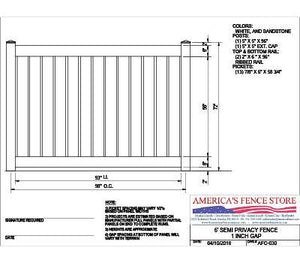 [300 Feet Of Fence] 6' Tall Semi-Privacy 1" Air Space AFC-030 Vinyl Complete Fence Package