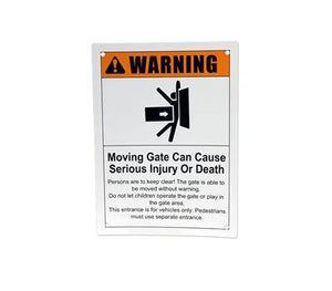 Warning Sign, Plastic, "Moving Gates"